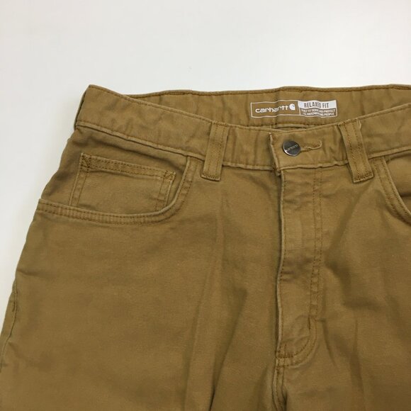 CARHARTT Beige Brown Relaxed Fit Rugged Flex Canvas 5 Pocket Work Pant Jeans - Picture 6 of 15
